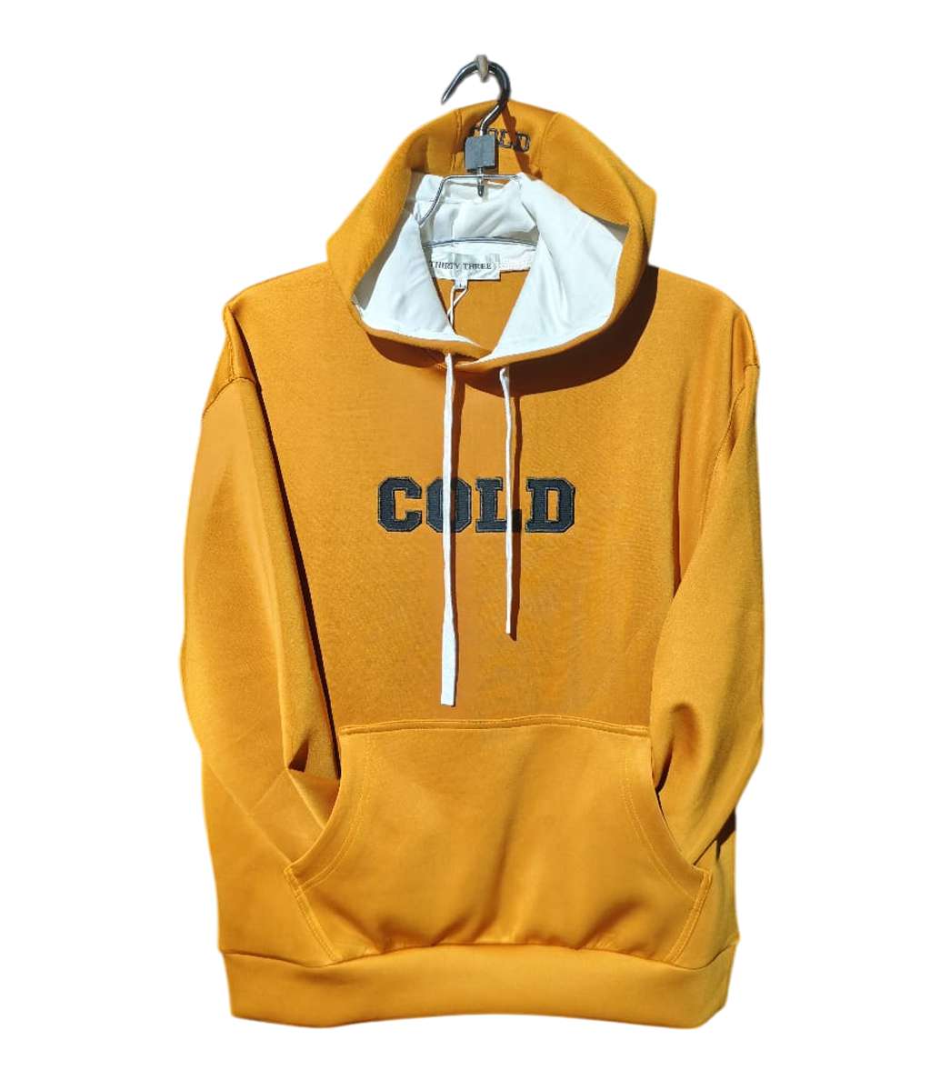 Mustard Yellow 'COLD' Embroidered Hoodie