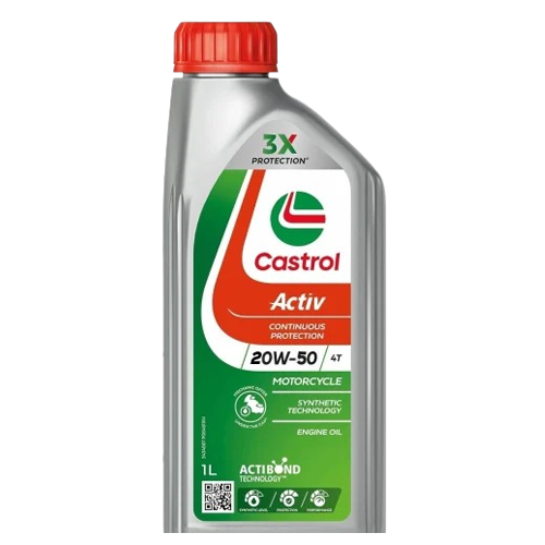 Castrol Activ 20W-50 4T Synthetic Engine Oil – Continuous Protection for 4-Stroke Motorcycles, 1 Liter