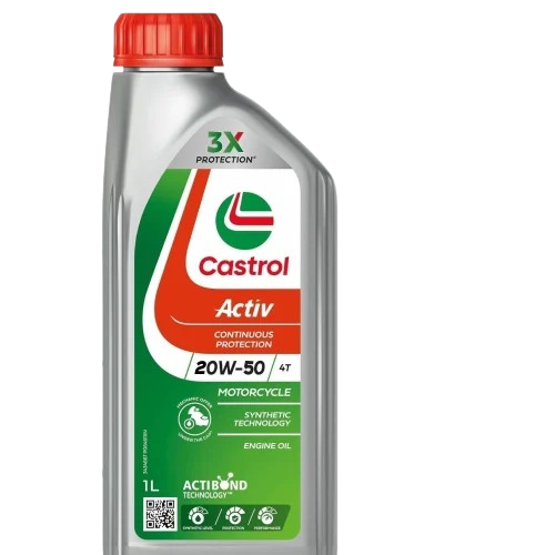 Castrol Activ 20W-50 4T Synthetic Engine Oil – Continuous Protection for 4-Stroke Motorcycles, 1 Liter