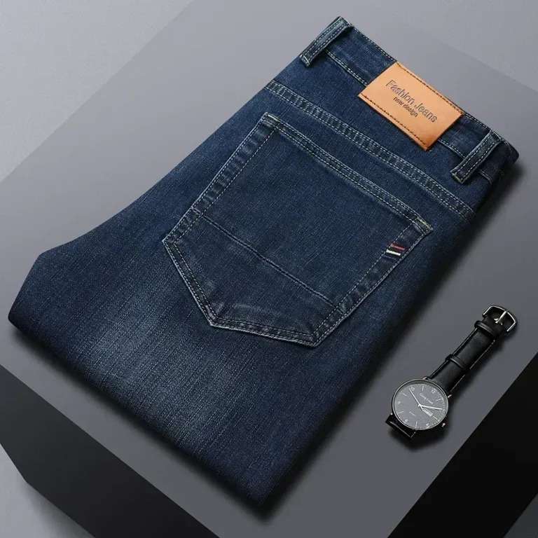 Autumn Business Casual Denim Straight Leg Classics Men's Anthracite Stretch Slim Fit Jeans Trousers Male Pants- guptodhan.com