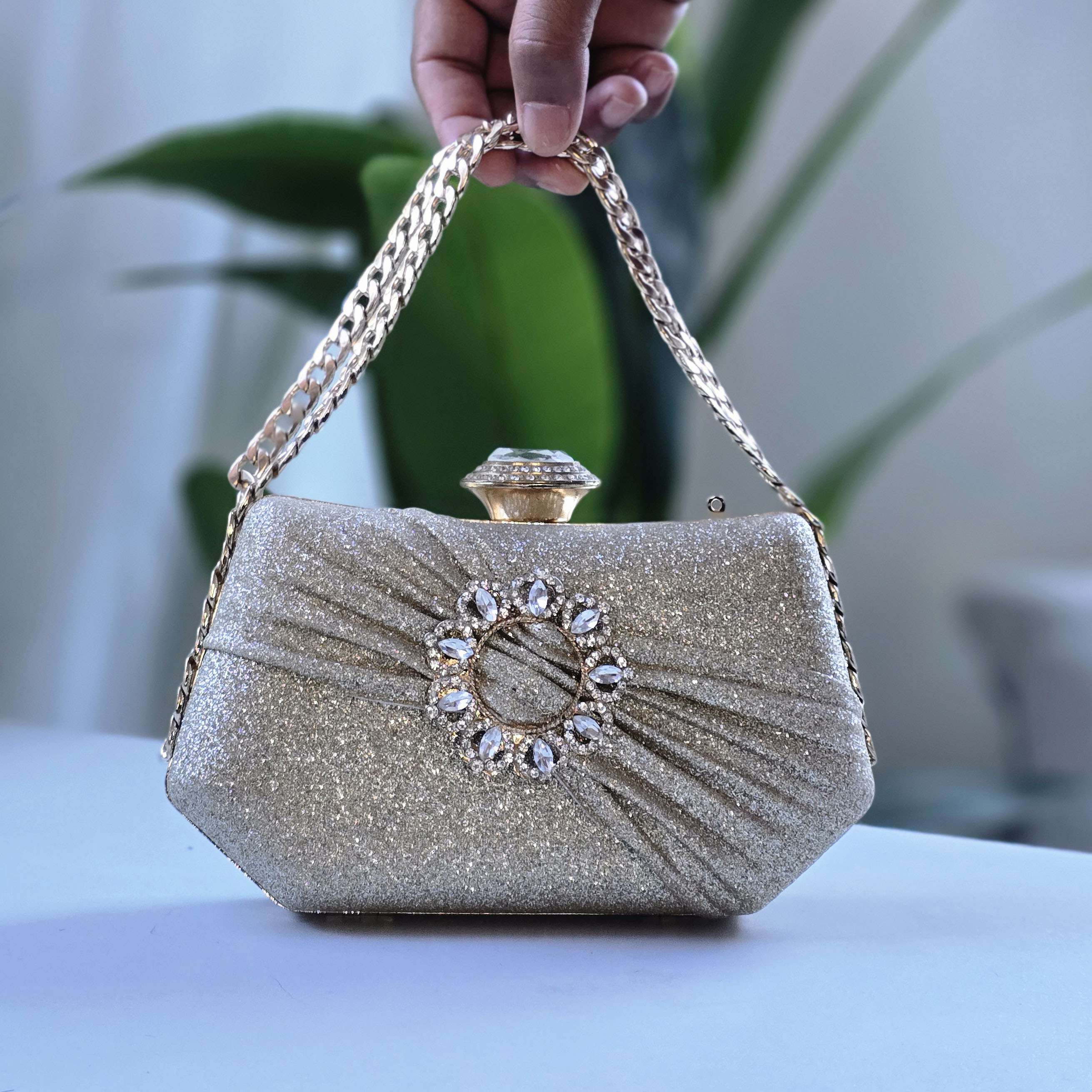 Gold Glitter Wedding Clutch